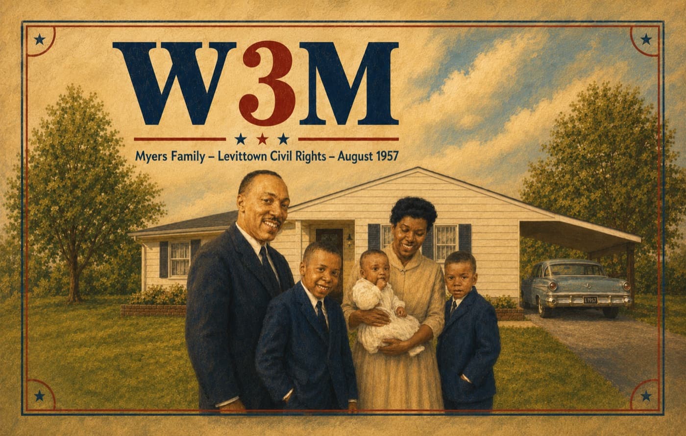W3M special event station QSL card honoring the Myers family of Levittown